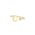 925 Sterling Silver Tiny Initial Birthstone Ring
