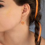 925 Sterling Silver Enamel Pumpkin Earrings,