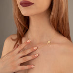 925 Sterling Silver Sideways Tiny Cross Necklace