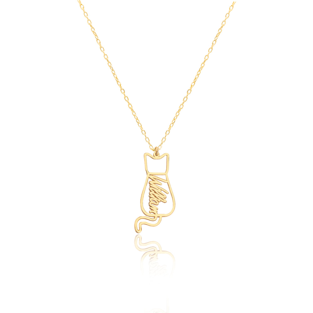 925 Sterling Silver Cat And Name Necklace