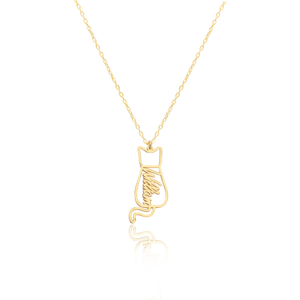 925 Sterling Silver Cat And Name Necklace