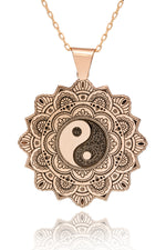 925 Sterling Silver Life Of Flower Mandala With Yin Yang Necklace
