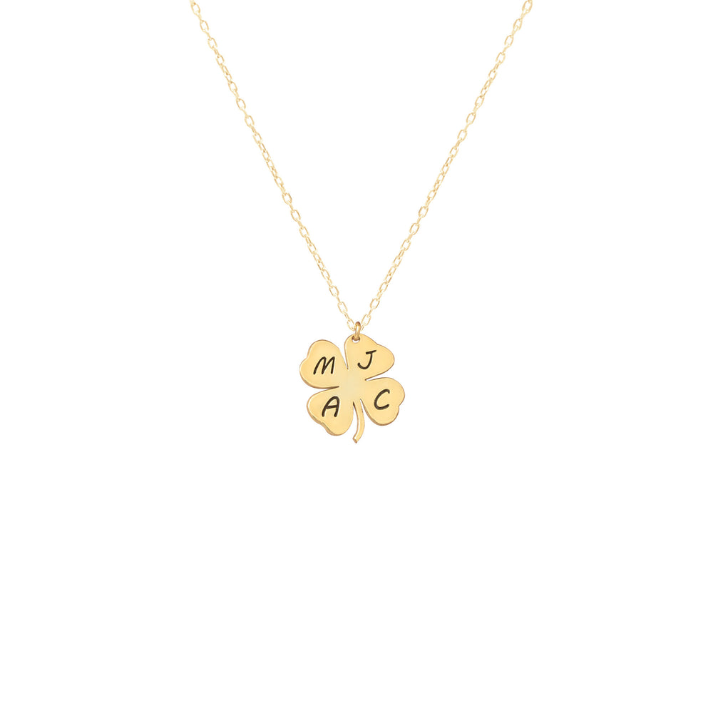 925 Sterling Silver Clover Initials Necklace