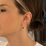 925 Sterling Silver Red Heart Earring 397
