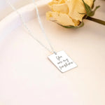 925 Sterling Silver Rectangle Bar Mesaj Necklace