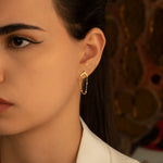 925 Sterling Silver Figaro Chain Triangle Stud Earring,