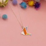 925 Sterling Silver Multi Color Enamel Bird Necklace