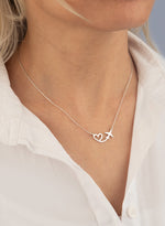 925 Sterling Silver Heart Uçak Necklace
