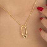 925 Sterling Silver Unique Paperclip Necklace With Birthstone