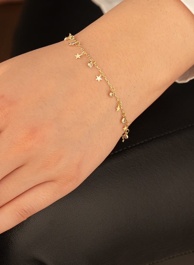 925 Sterling Silver Crystal Pave Star Bracelet