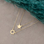 925 Sterling Silver Sun And Star Necklace