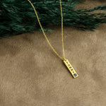 925 Sterling Silver Personalized Tiny Bar Tag Necklace With Birthstone