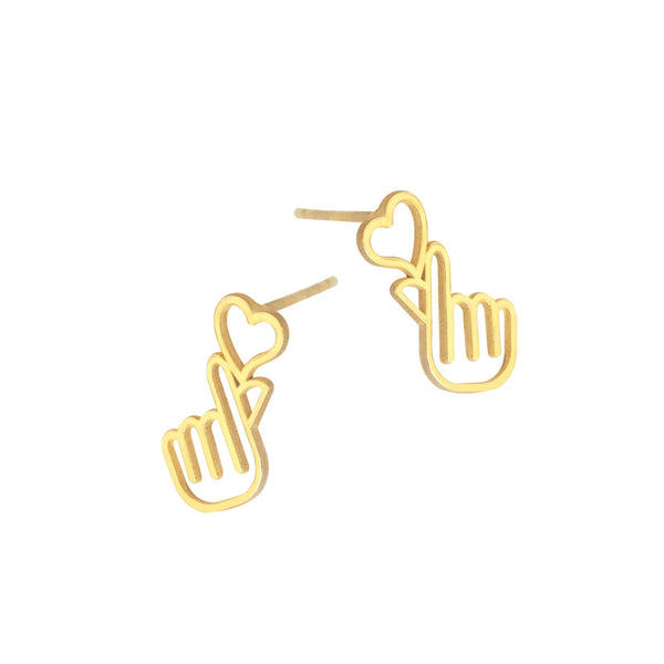 925 Sterling Silver Korean Love Heart Studs