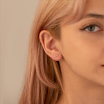 925 Sterling Silver 14K Solid Gold Geometric Horizontal Rectangle Stud Earrings