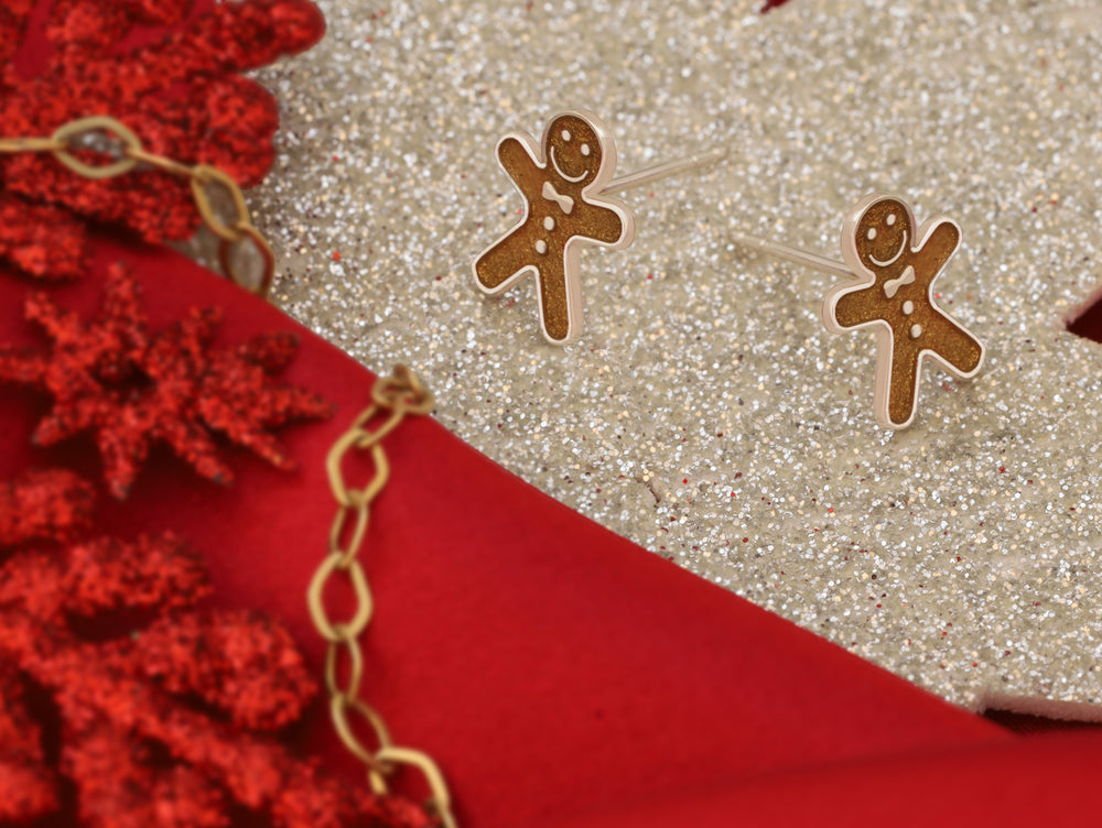 925 Sterling Silver Christmas Gingerbread Studs