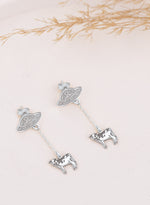 925 Sterling Silver Alien And Cow Earrings