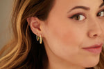 925 Sterling Silver Yarim Tamtur Crystal Pave Ataç Earrings 18 Mm