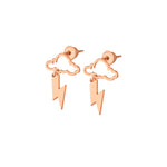 925 Sterling Silver Cloud And Lightning Dangle Earrings