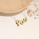 925 Sterling Silver Initial Necklace With Birthstone