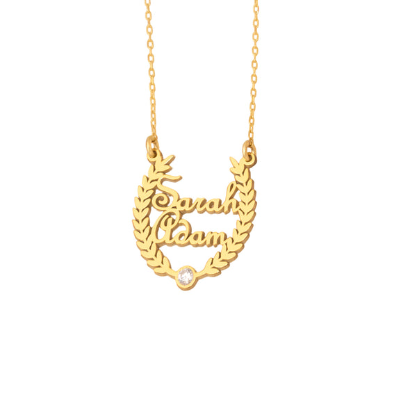 925 Sterling Silver Double Name Crown Necklace