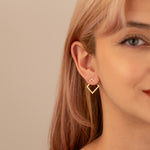 925 Sterling Silver Triangle Square Ear Jacket Necklace