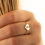 925 Sterling Silver Infinity Heart And Initial Chain Ring