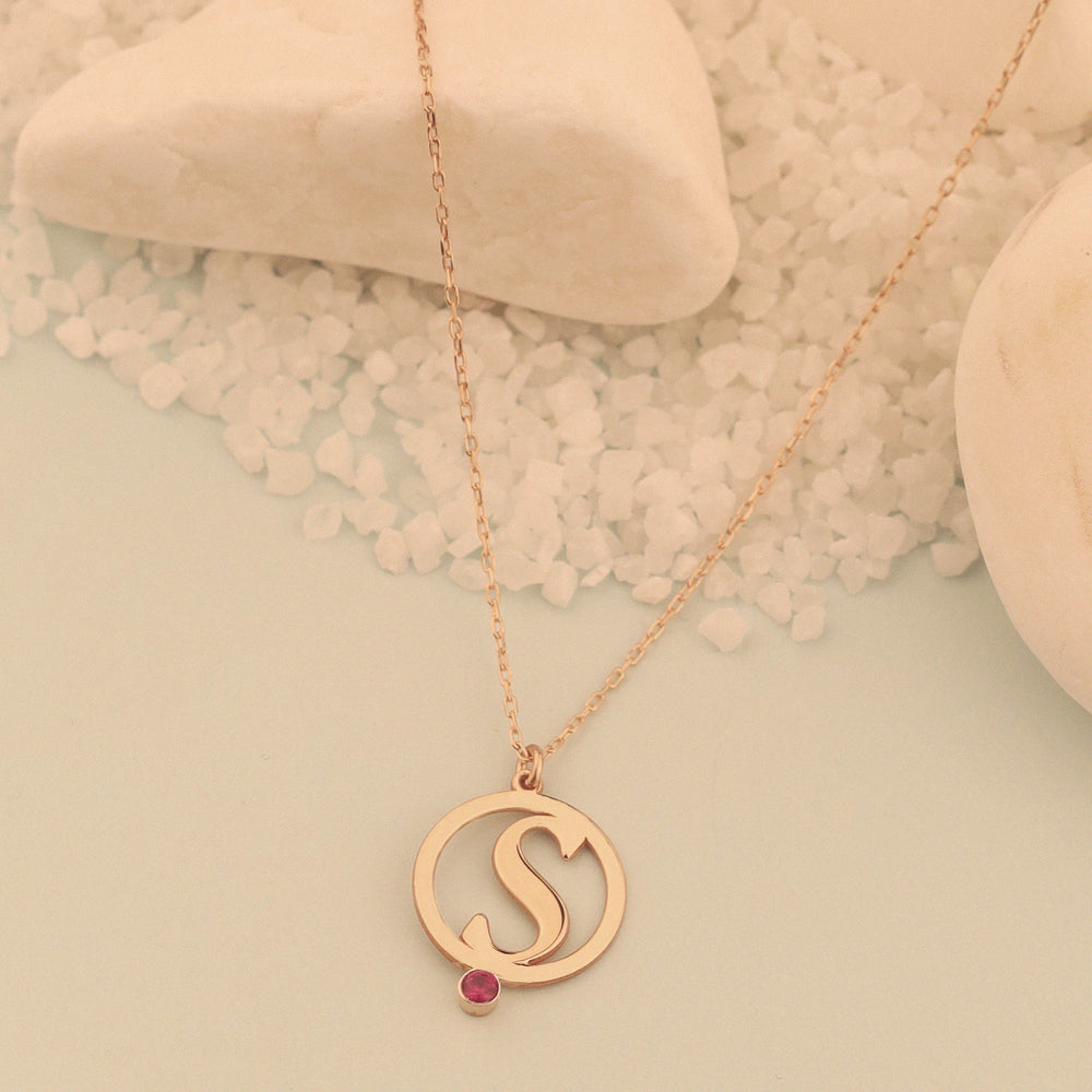 925 Sterling Silver Initial And Birthstone Necklaces