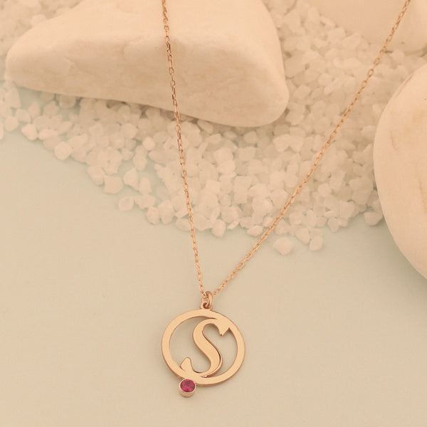 925 Sterling Silver Initial And Birthstone Necklaces