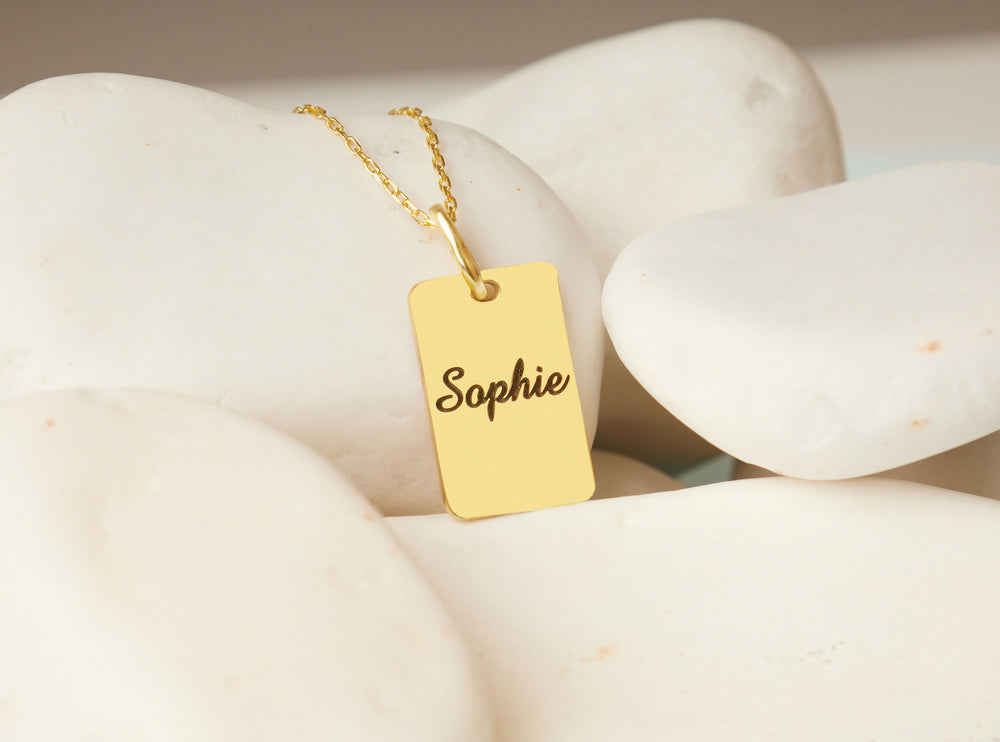 925 Sterling Silver Personalized Bar Tag Name Necklace