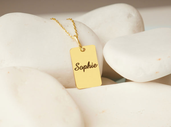 925 Sterling Silver Personalized Bar Tag Name Necklace