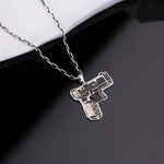 925 Sterling Silver Half Oxidized Chain Gun Necklace