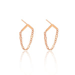 925 Sterling Silver Figaro Chain Triangle Stud Earring,