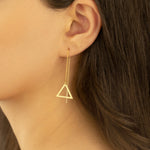 925 Sterling Silver Threader Triangle Chain Earrings