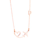 925 Sterling Silver Plane And Heart With Initial Necklace