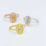925 Sterling Silver Gold Star Signet Dainty Ring