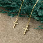 925 Sterling Silver Threader Cross Dangle Earring