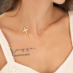 925 Sterling Silver Sideways Cross Necklace,