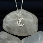 925 Sterling Silver Old English Inital Necklace