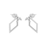 925 Sterling Silver Triangle Square Ear Jacket Necklace
