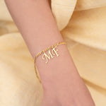 925 Sterling Silver Two Initial Laser Bracelet