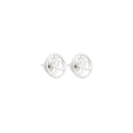 925 Sterling Silver Round Om Studs