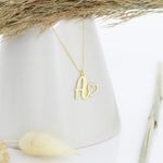 925 Sterling Silver Initial Necklace With Heart