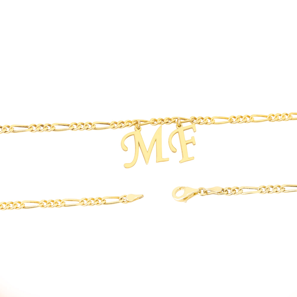 925 Sterling Silver Two Initial Laser Bracelet
