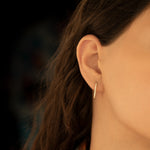 925 Sterling Silver Yarim Tamtur Crystal Pave Ataç Earrings 18 Mm