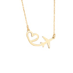 925 Sterling Silver Heart Uçak Necklace