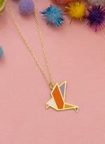 925 Sterling Silver Multi Color Enamel Bird Necklace