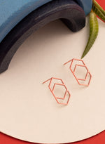 925 Sterling Silver Double Hexagon Stud Earring