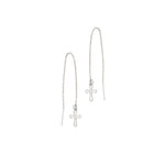 925 Sterling Silver Threader Hollow Cross Dangle Earring