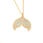 925 Sterling Silver Whale Tail Necklace Mother Of Pearl Embroidered