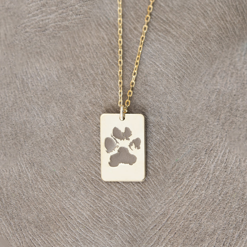 925 Sterling Silver Di̇kdörtgen Plaka Köpek Pati̇si̇